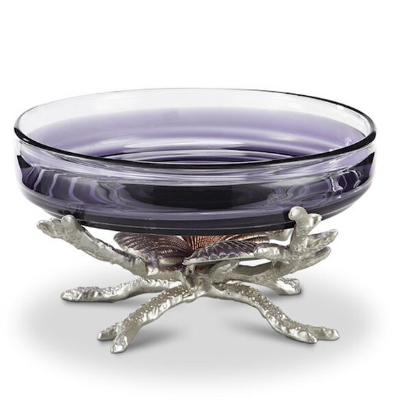 Shell Decorative Bowl Glass Insert Sculptural Trio Purple Designer Statue